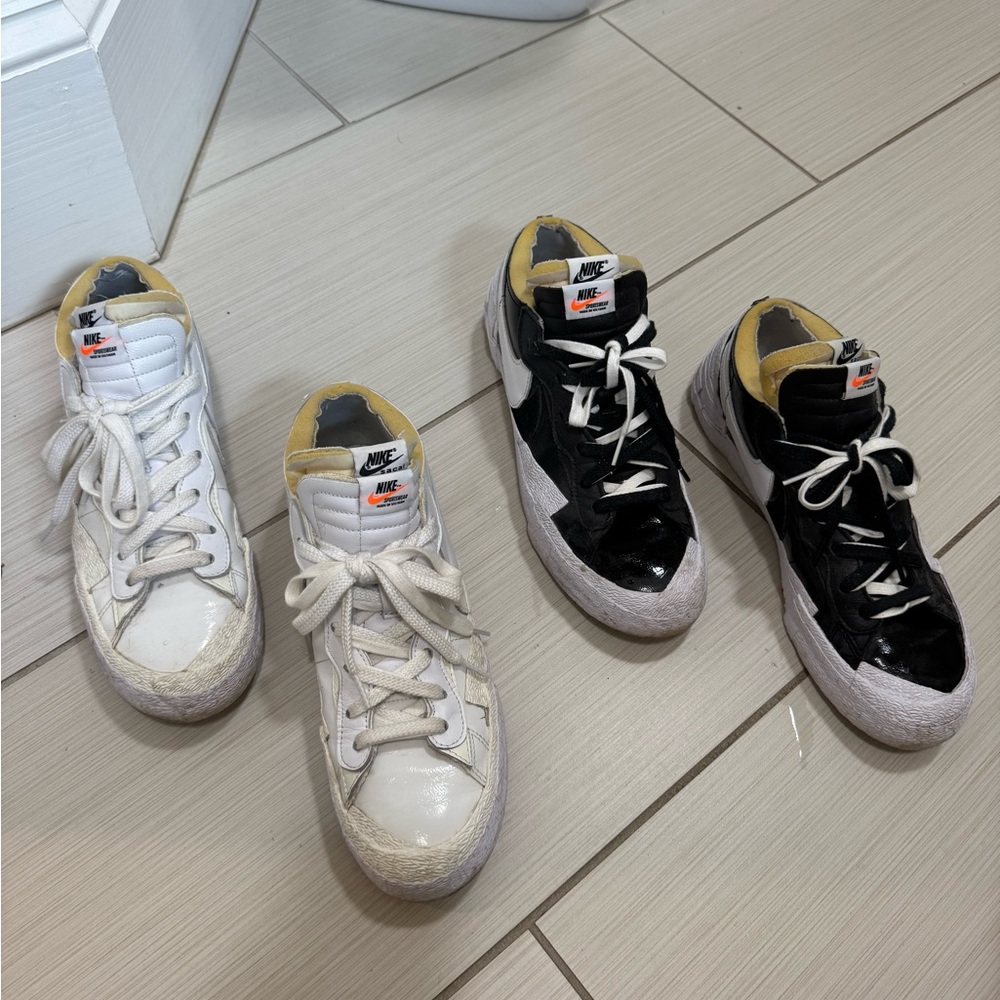 Nike Sacai High-Top Sneakers in Black, White, and Cream